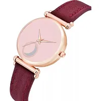 HRV Pink Moon Dial Leather Strap  Watch For Girls-thumb3