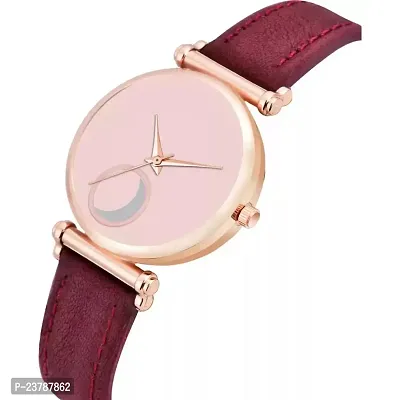 HRV Pink Moon Dial Leather Strap  Watch For Girls-thumb4