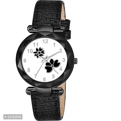 HRV Stylish Flower Designer Leather Strap  Watch for Girls