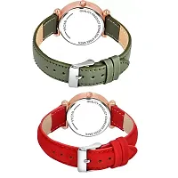 Medboo Black 12Diamond Dial Green and Red Leather Belt Combo Women and Girls Watch-thumb2