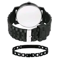 Stylish Black Metal Analog Watches For Men Watch With Bracelet-thumb3