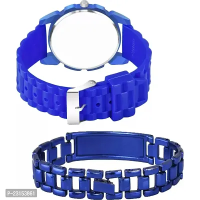 Stylish Blue Metal Analog Watches For Men Watch With Bracelet-thumb3