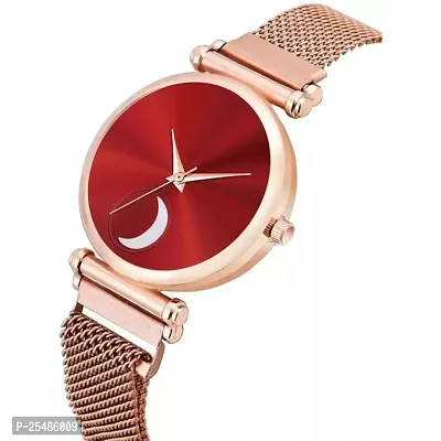 Medboo Chand Red Dial Megnet Rose Belt  Girls and Women Analog Watch-thumb3