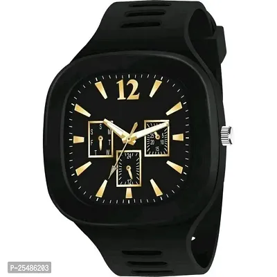 Medboo Black Crono Sport Square PU Men and Boys kids Watch-thumb2