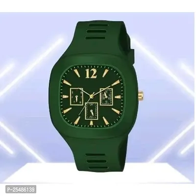 Medboo Crono Green Square PU Men and Women Watch-thumb0