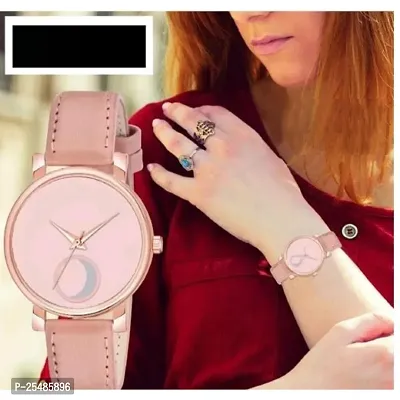 Medboo Chand Pink Dial Leather Pink Girls and Women Analog Watch-thumb0