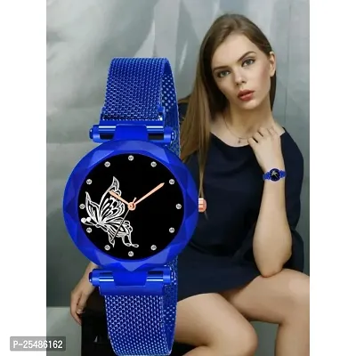 Medboo White Design Bty Dial Blue Megnet Belt Girls and Women Analog Watch-thumb0