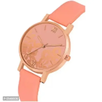 Medboo Orange Leather Flower Pint Dial Analog Women and Girls Watch-thumb3