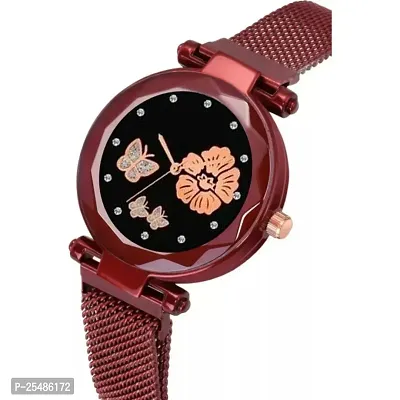 Medboo Red Megnet Belt Bty Dial Red Girls and Women Analog Watch-thumb3