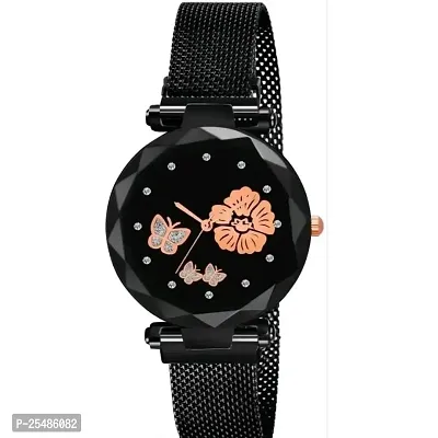 Medboo Rose And Bty Dial Meg Cash Black Megnet Belt Girls and Women Analog Watch-thumb2