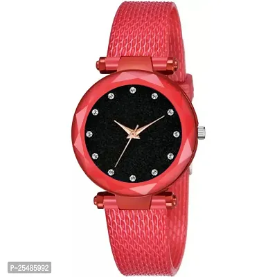 Medboo Diamond 12 Dial Red Pu Meg Cash Girls and Women Analog Watch-thumb2