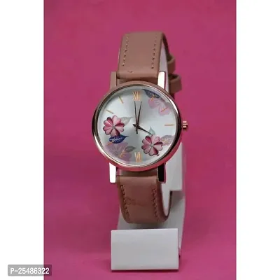 Medboo Pink Leather Analog Women and Girls Watch-thumb0