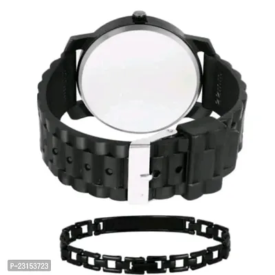 Stylish Black Metal Analog Watches For Men Watch With Bracelet-thumb3
