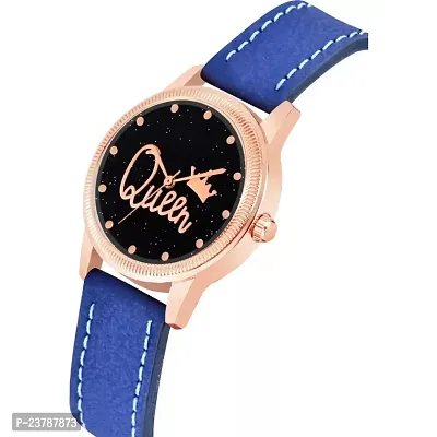 HRV Queen Dial Blue Leather Strap Watch For Girls-thumb3