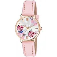 Medboo Pink Leather Analog Women and Girls Watch-thumb1