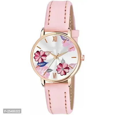 Medboo Pink Leather Analog Women and Girls Watch-thumb2