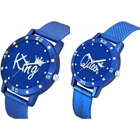 JMV Blue King+Queen Pu Couple Men And Women Watch-thumb1