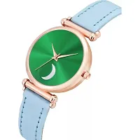 Medboo Green Chand Dial RL Cash Sky Blue Belt Leahter Girls and Women Analog Watch-thumb2