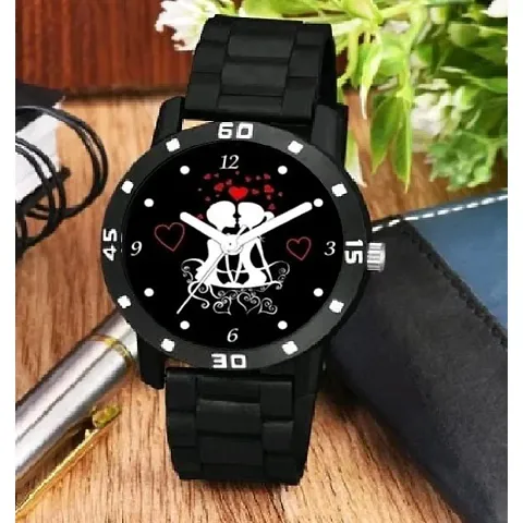 Trendy Av Love Setting Couple Dial Pu Men Watch