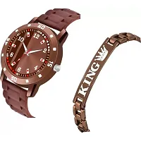 Stylish Brown Metal Analog Watches For Men Watch With Bracelet-thumb1