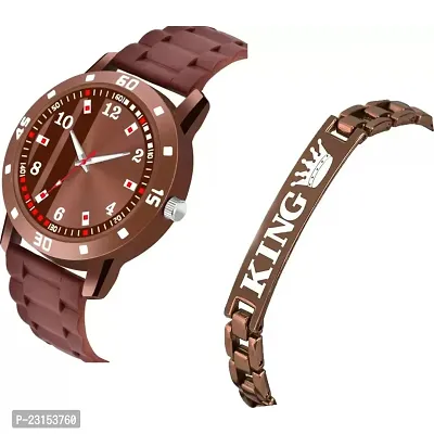 Stylish Brown Metal Analog Watches For Men Watch With Bracelet-thumb2