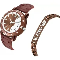 Stylish Brown Metal Analog Watches For Men Watch With Bracelet-thumb1