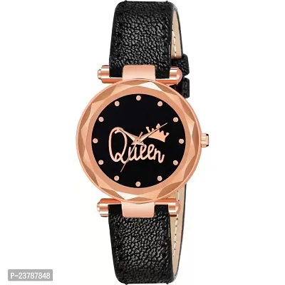 HRV Queen Dial Black Leather Belt  Watch For Girls-thumb0