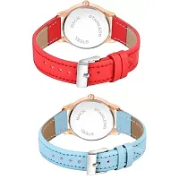 Medboo Black Roman Dial Red and SkyBlue Leather Belt Combo Women and Girls Watch-thumb2