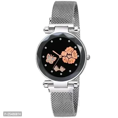 Medboo Rose And Bty Dial Meg Cash Silver Megnet Belt Girls and Women Analog Watch-thumb2