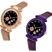 Medboo Rose And Bty Dial Rose and Purple Megnet Belt Girls and Women Analog Watch-thumb1