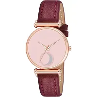HRV Pink Moon Dial Leather Strap  Watch For Girls-thumb1