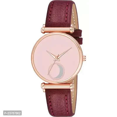 HRV Pink Moon Dial Leather Strap  Watch For Girls-thumb2