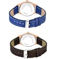 Medboo Black Roman Dial Blue and Brown Leather Belt Combo Women and Girls Watch-thumb2