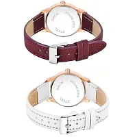 Medboo Black Roman Dial Brown and White Leather Belt Combo Women and Girls Watch-thumb2