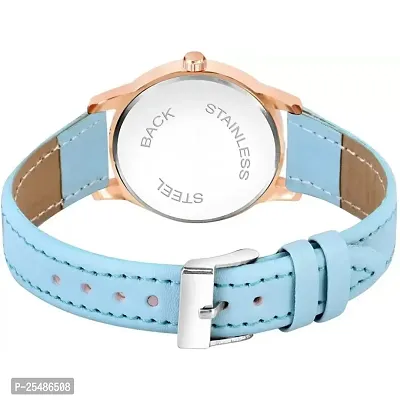 Medboo Meena Black Dial RL Rose Cash SkyBlue Leather Belt Women and Girls Watch-thumb3