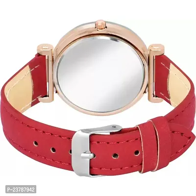 HRV Black 12 Diamond Dial Red Leather Belt  Wrist Girls watch-thumb4