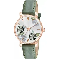 Medboo Green Round Leather Belt Analog Women and Girls Watch-thumb1