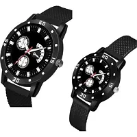 JMV Black Crono Pu Men And Women Couple Watch-thumb1