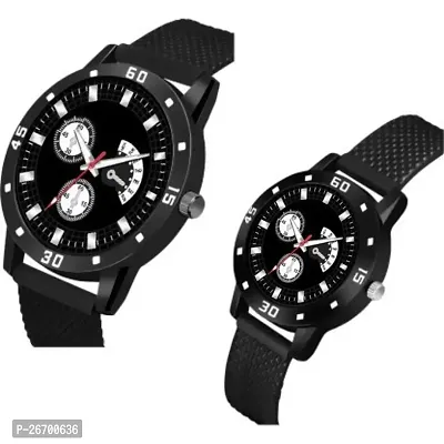 JMV Black Crono Pu Men And Women Couple Watch-thumb2