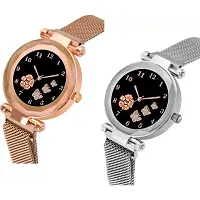 Medboo Rose And Bty Dial Rose and Silver Megnet Belt Girls and Women Analog Watch-thumb1