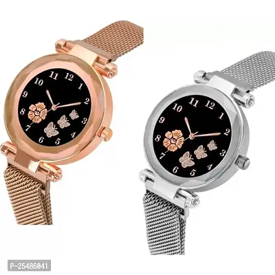 Medboo Rose And Bty Dial Rose and Silver Megnet Belt Girls and Women Analog Watch-thumb2