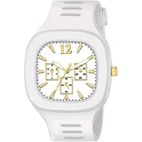 Medboo White Crono Sport New Square PU Men and Boys kids Watch-thumb1