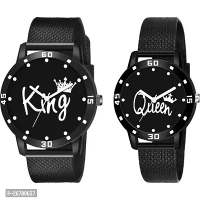 JMV Latest Pu Blet Black King Queen Watch Analog Watch-thumb0