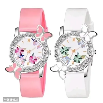 Medboo Bty Cash Pink and White Pu Blet Combo Women and Girls Watch