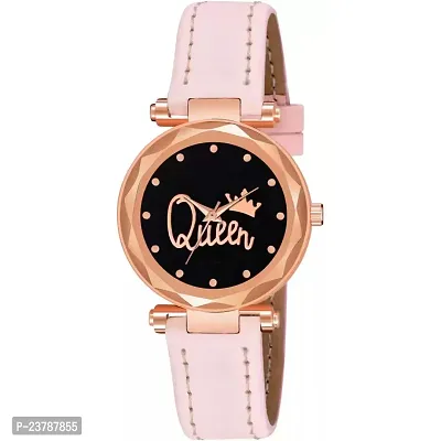 HRV Queen Dial Pink Leather Belt  Watch For Girls