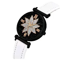 Medboo Black Flower Dial White Cash Blue Belt Girls and Women Analog Watch-thumb1