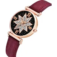 Medboo Black Star Dial Rose Rl Cash Leather Belt Analog Women and Girls Watch-thumb2