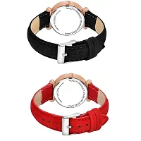 Medboo Black Birds Dial Black And Red Leather Belt Analog Women and Girls Watch-thumb2