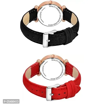 Medboo Black Birds Dial Black And Red Leather Belt Analog Women and Girls Watch-thumb3