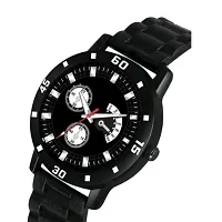 Medboo Black Crono new Dial Cash Bumper Pu Men Analog Men And Boys Watch-thumb1